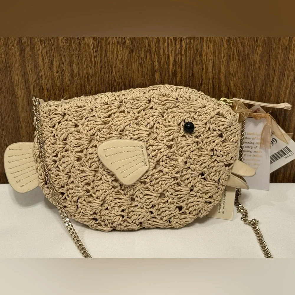 Viral TJ Maxx Raffia Fish Crossbody Bag Boho Mini Purse TikTok Trend - Picture 3 of 12